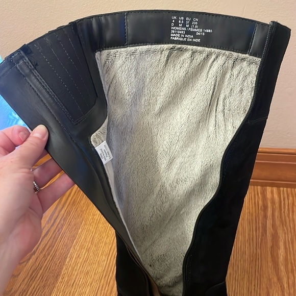 Wedge Black Suede Tall Boots - Picture 4 of 10